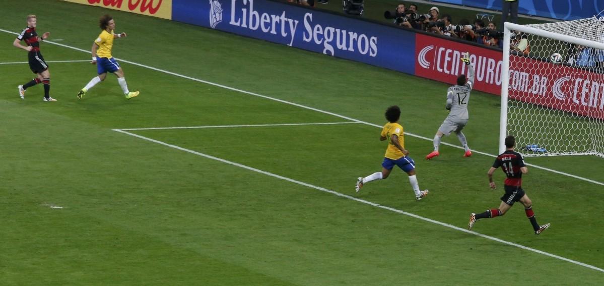 Germany's Schuerrle scores his team's seventh goal against Brazil during their 2014 World Cup semi-finals at the Mineirao stadium in Belo Horizonte Brazil vs Germany