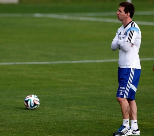 Argentina captain Lionel Messi ponders a few things during a training session Lionel Messi Argentina