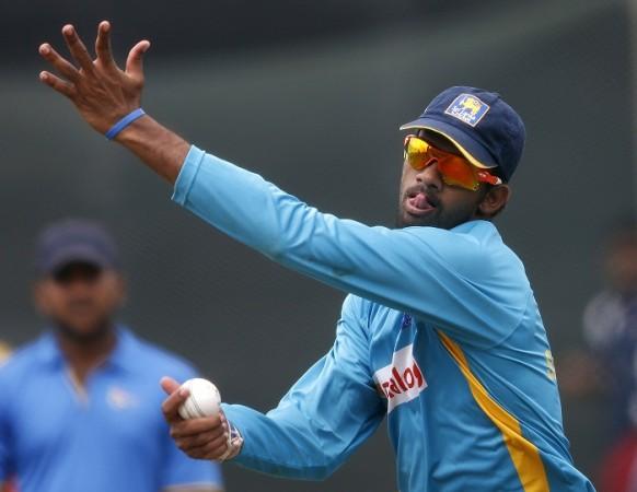 Sri Lanka's Sachithra Senanayake bowls during a practice session. Sachithra Senanayake