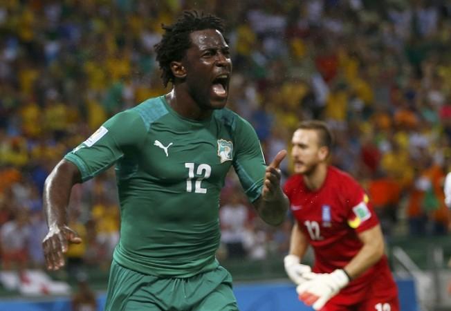 Ivory Coast's Wilfried Bony celebrates after scoring a goal against Greece. Wilfried Bony