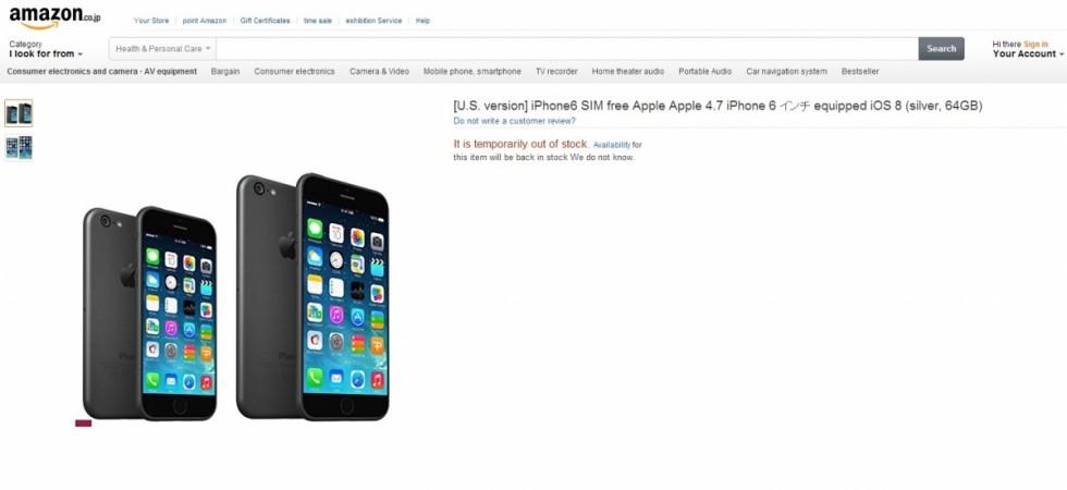Apple iPhone 6 listed on Amazon Japan