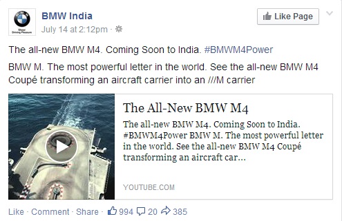 BMW M4 Coupe Coming Soon to India