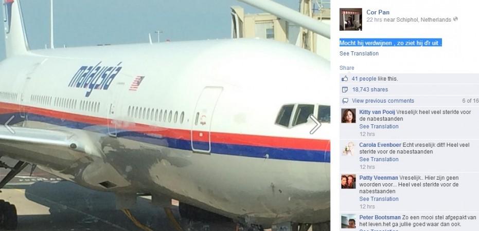 Malaysian Airlines MH17 Shot Down: A Dutch joked about disappearing on the way, and posted the photograph of the plane before taking flight. Malaysian Airlines MH17 Shot Down: A Dutch joked about disappearing on the way, and posted the photograph of the plane before taking flight.