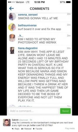 Users asking to fix the game on Kim's Instagram account