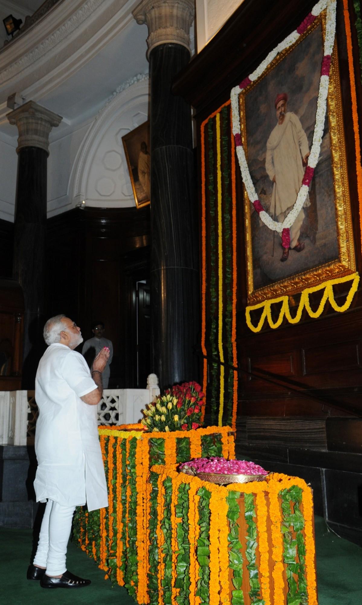 Modi pays tribute to Lokmanya Bal Gangadhar Tilak on his birth Anniversary on 23 July at the Parliament. Narendra Modi