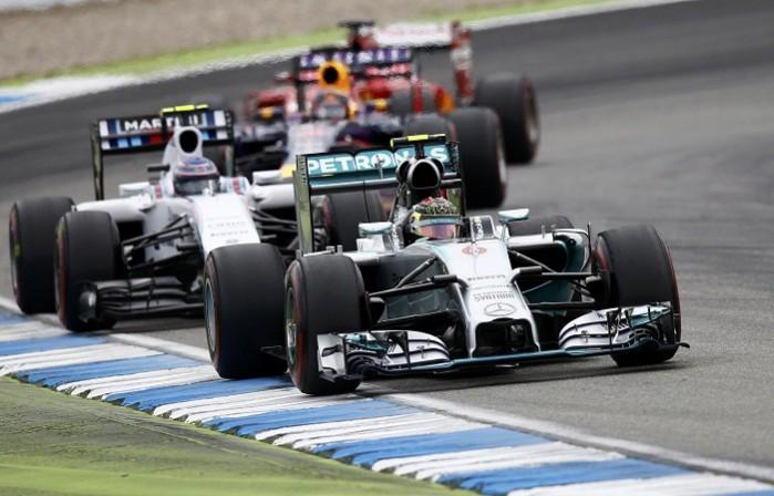 Mercedes' Nico Rosberg of Germany leads during the German Grand Prix. Nico Rosberg