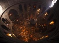 Christian Orthodox Holy Fire ceremony at the Church of the Holy Sepulchre in Jerusalem's Old city.