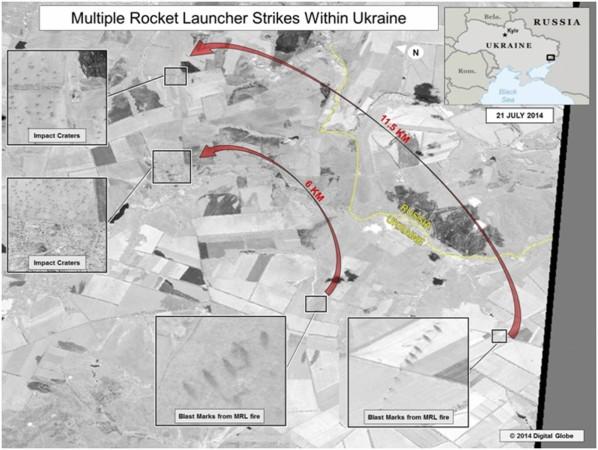 Satellite images of the Ukraine-Russia border area taken by DigitalGlobe appear in a graphic, produced by the Office of the Director of National Intelligence Satellite images of the Ukraine-Russia border area taken by DigitalGlobe appear in a graphic, produced by the Office of the Director of National Intelligence