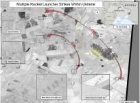 Satellite images of the Ukraine-Russia border area taken by DigitalGlobe appear in a graphic, produced by the Office of the Director of National Intelligence
