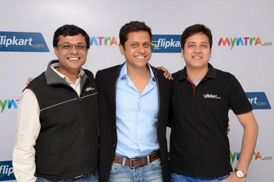 Sachin Bansal (left) with Flipkart co-founders Mukesh Bansal (middle) and Binny Bansal. Flipkart founders