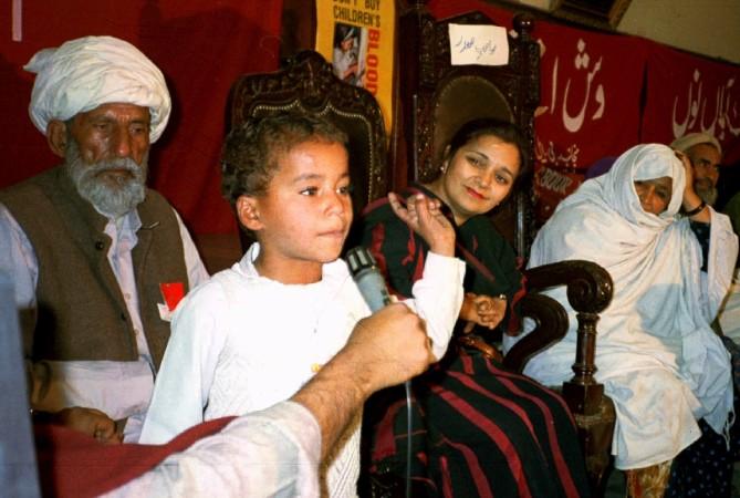 Iqbal Masih speaks at a convention in Lahore city against the child labour in Pakistan. Iqbal Masih