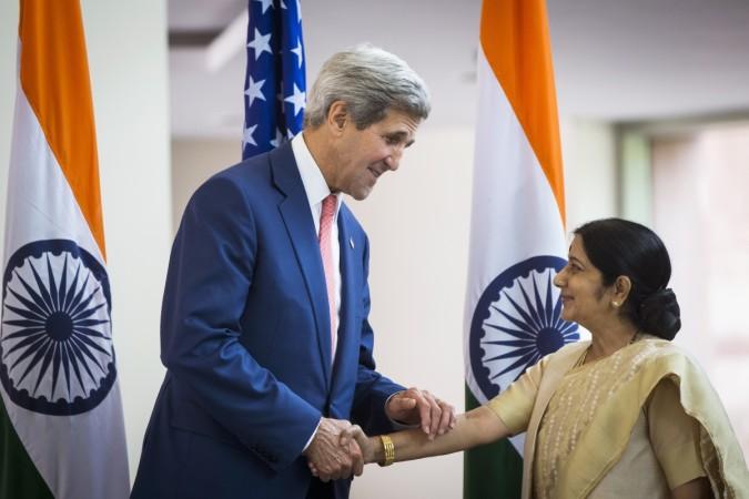 John Kerry and Sushma Swaraj meet in New Delhi