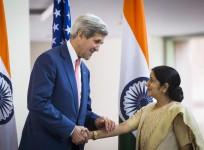 John Kerry and Sushma Swaraj meet in New Delhi