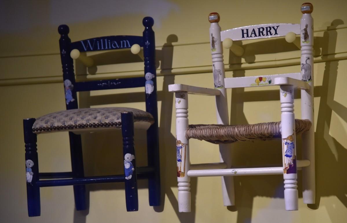 Wooden nursery chairs used by Princes William and Prince Harry. Wooden Chairs of Princes