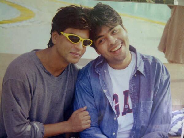 Shah Rukh Khan and Karan Johar on the sets of 'Kuch Kuch Hota Hai'