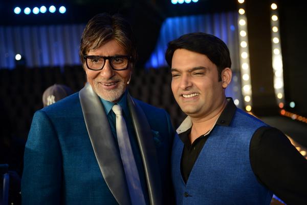 Amitabh Bachchan with Kapil Sharma at the launch of 'KBC 8' in Surat Amitabh Bachchan with Kapil Sharma at the launch of 'KBC 8' in Surat