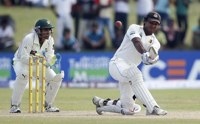 Sri Lanka's Kumar Sangakkara plays a shot during the second day of the first Test against Pakistan. Kumar Sangakkara