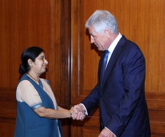 Chuck Hagel Meets Suhma Swaraj
