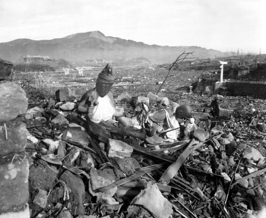 A temple destroyed after the Nuclear attack on Nagasaki Nagasaki Nuclear Attack