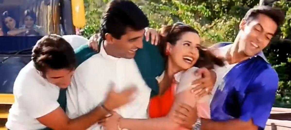 Salman Khan, Neelam Kothari, Monish Behl, Saif Ali Khan in Salman Khan, Neelam Kothari, Monish Behl, Saif Ali Khan in Hum Saath Saath Hain
