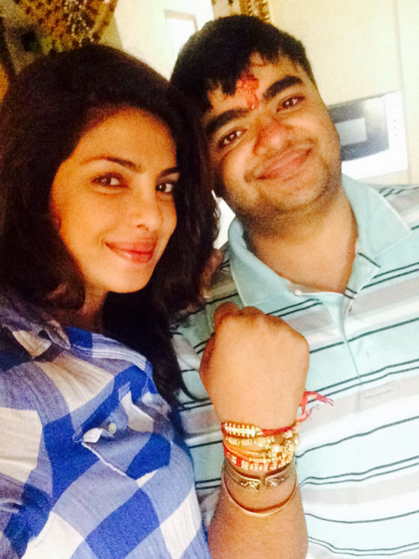 Priyanka Chopra with brother Siddharth Chopra on Rakhi Priyanka Chopra with brother Siddharth Chopra on Rakhi