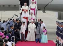 As Pope Francis landed in South Korea with a message of peace, North fired off rockets into to East Sea