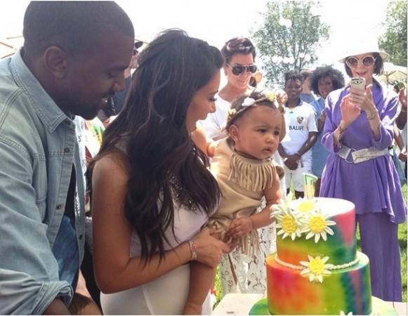 Kim Kardashian selfie with baby North and Kanye West