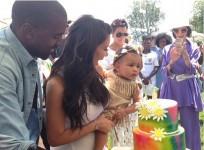 Kim Kardashian selfie with baby North and Kanye West