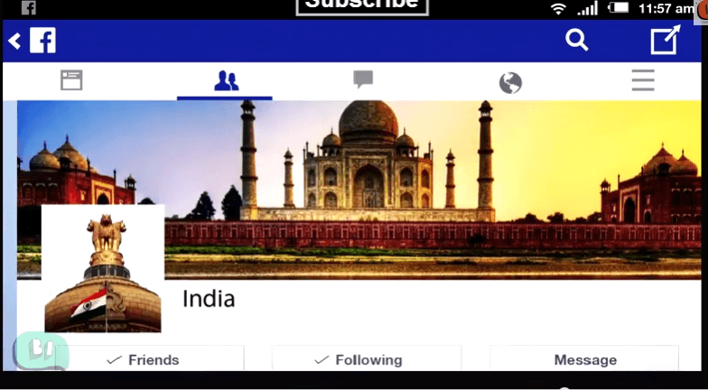 India's Facebook Timeline shows in the video India's Facebook page