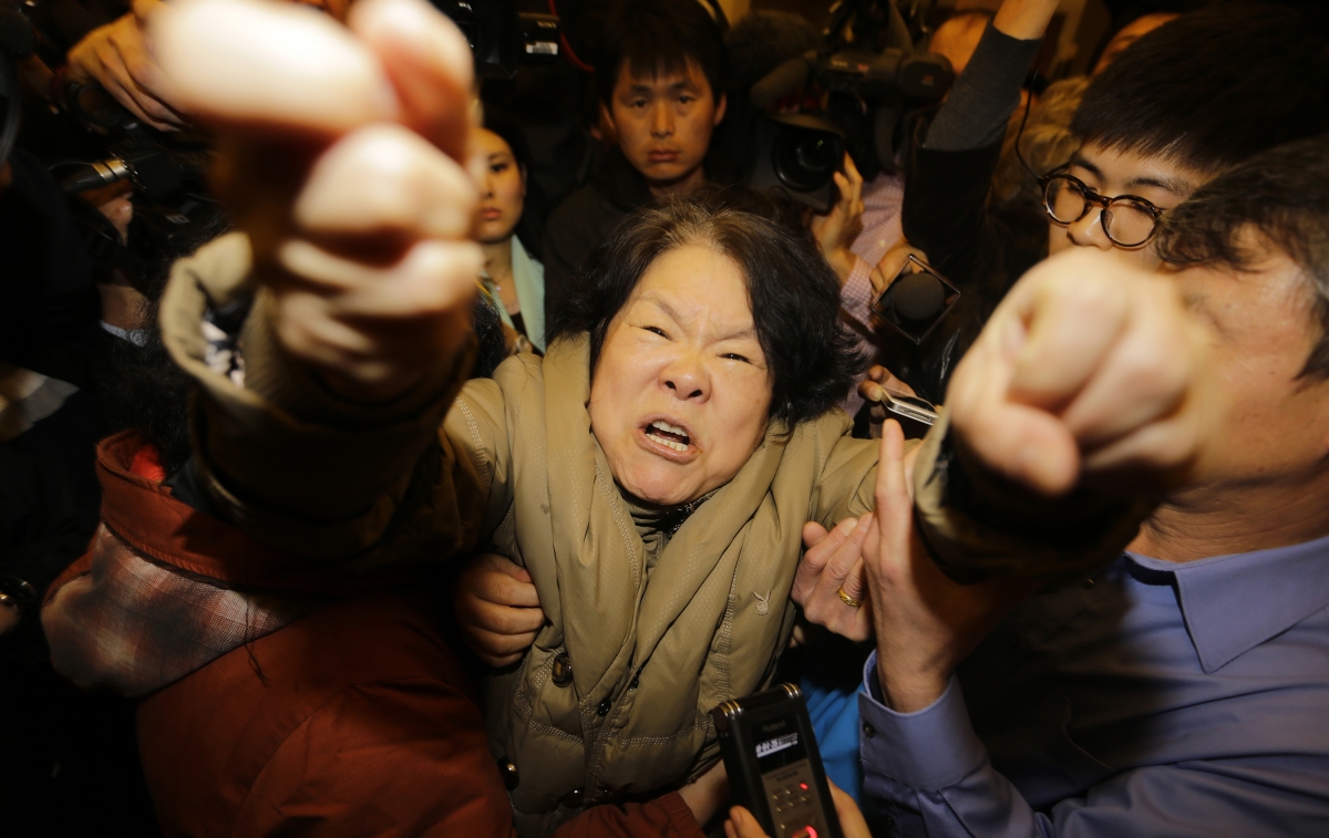 A family member of a passenger aboard Malaysia Airlines MH370 shouts at journalists after watching a television broadcast of a news conference, at the Lido hotel in Beijing, March 24, 2014. Relatives of Chinese passengers aboard a missing Malaysia Airlines flight reacted with hysteria on Monday after the Malaysian prime minister announced the jet ended its journey in the remote Southern Indian Ocean. World Photography day