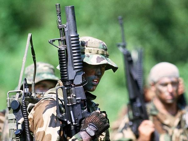 A U.S. Navy SEALs team in action.