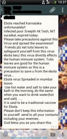 The rumor about the Ebola Whatsapp