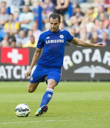 Chelsea's Cesc Fabregas scores against Vitesse Arnhem during their friendly match in Arnhem July 30, 2014. Cesc Fabregas