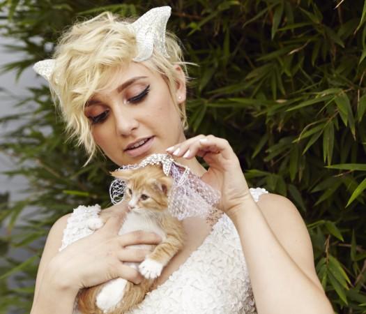 Kiera with a cat at the wedding Cat Wedding Photos