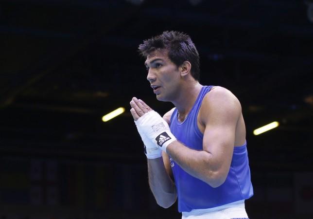 India's Manoj Kumar reacts after he defeated Turkmenistan's Serdar Hudayberdiyev in the Men's Light Welter (64kg) Round during the London 2012 Olympic Games. Manoj Kumar