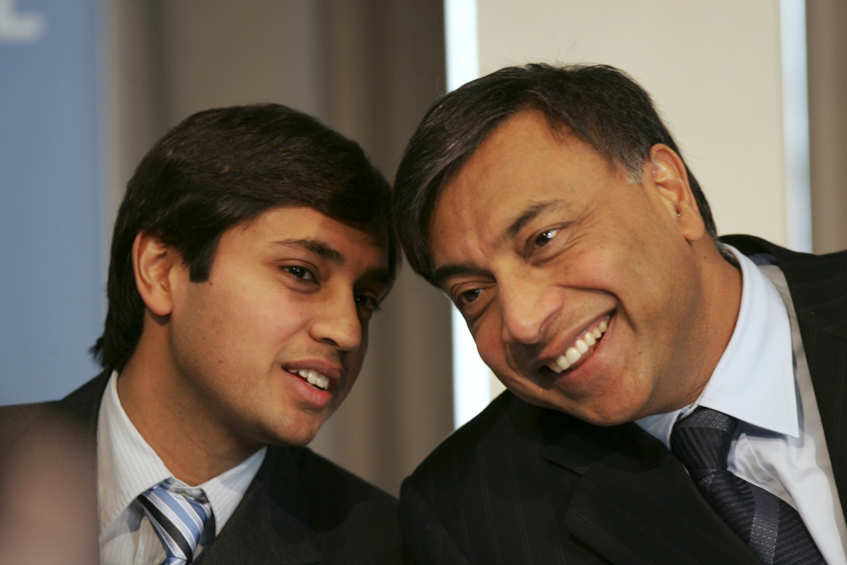 Lakshmi Mittal, head of Mittal Steel, and his son Aditya Mittal, President and CFO.