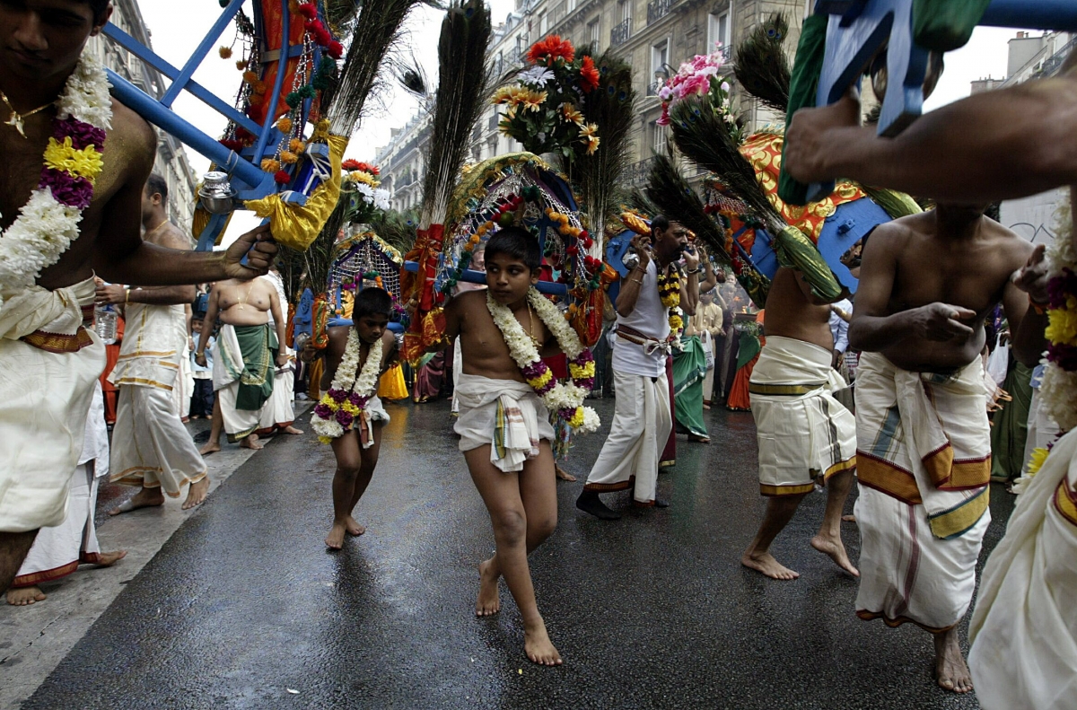 Kavadi performers during Ganesh Chaturthi