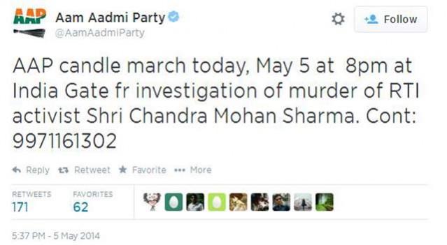 AAP had maintained that the activist was murdered. AAP had maintained that its activist was murdered.
