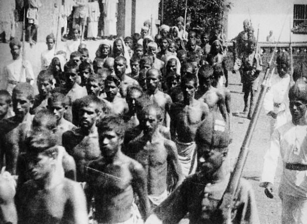 Moplah rebels captured after a battle with British colonial troops in 1921 Moplah rebels captured after a battle with British colonial troops, during 1921 Moplah Uprising.