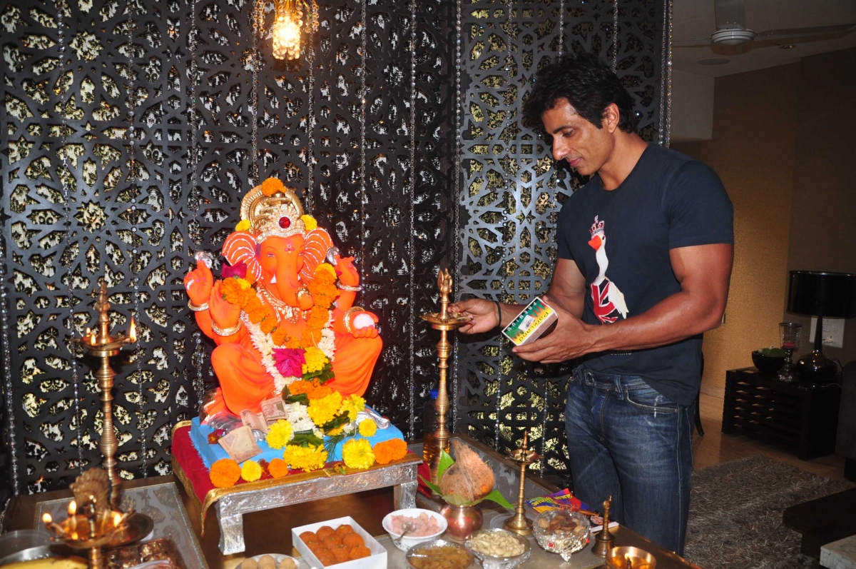 Sonu Sood celebrates Ganesh festival Ganesh Chaturthi