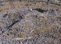 An aerial view of Muslim pilgrims atop Mount Mercy outside Mecca, Saudi Arabia on December 7, 2008. From this hill, the Prophet Muhammad delivered his final sermon nearly 1,400 years ago.