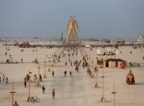 A view of the Playa and the Man during the Burning Man 2014