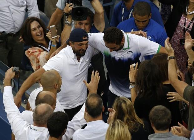 Marin Cilic celebrates with coach Goran Ivanisevic after clinching his maiden Grand Slam title with victory in the US Open final over Kei Nishikori Marin Cilic Goran Ivanisevic US Open