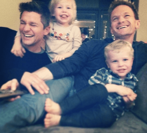 Neil Patrick Harris and David Burtka with Gidean and Harper Neil Patrick Harris and David Bartka with Gidean and Harper