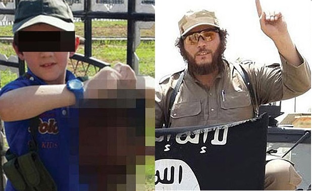 An Australian boy poses with the severed head of a soldier in Syria. The picture was posted by his father Khaled Sharrouf on Twitter. Reports indicate that Khaled Sharrouf was recruited and sent to Syria by Mohammad Ali Baryalei.