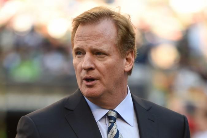 NFL commissioner Roger Goodell walks the sidelines before the game between the Seattle Seahawks and the Green Bay Packers at CenturyLink Field. Roger Goodell