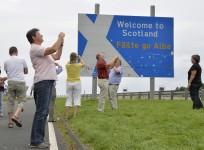 Pranksters have set up fake passport control checkpoints on Scottish border ahead of Thursday's referendum.
