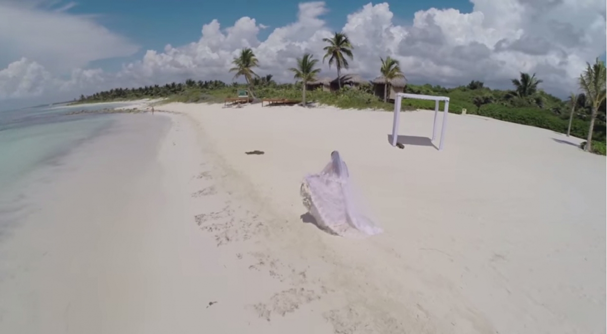 She wished to click photos jumping into Riviera Maya, Mexico Wedding Day That Never Happened
