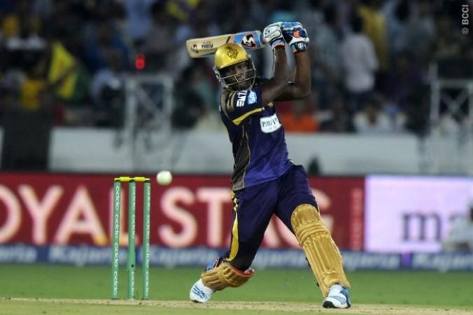 KKR all-rounder Andre Russell in a menacing mood against CSK in their CLT20 2014 match Andre Russell KKR