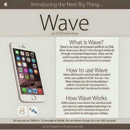 iOS 8 Hoax claims iPhone,iPad users can charge their phones in a microwave.
